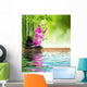 Pink Orchid Black Stone Wall Decal