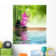 Pink Orchid Black Stone Wall Decal