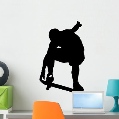Skateboarder 02 Wall Decal shown on a wall