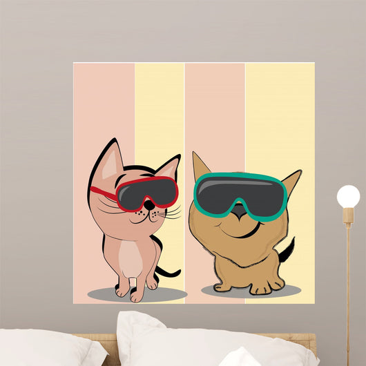 Cat with Glasses Wall Decal