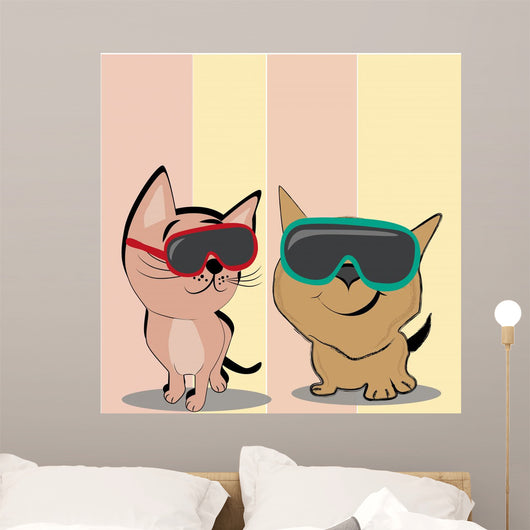 Cat with Glasses Wall Decal