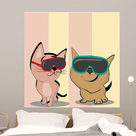 Cat with Glasses Wall Decal