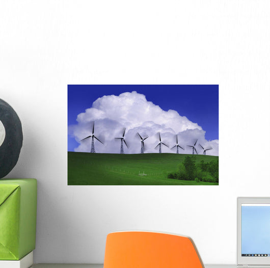 Wind Generators With Clouds In Background Wall Mural