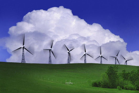 Wind Generators With Clouds In Background Wall Mural