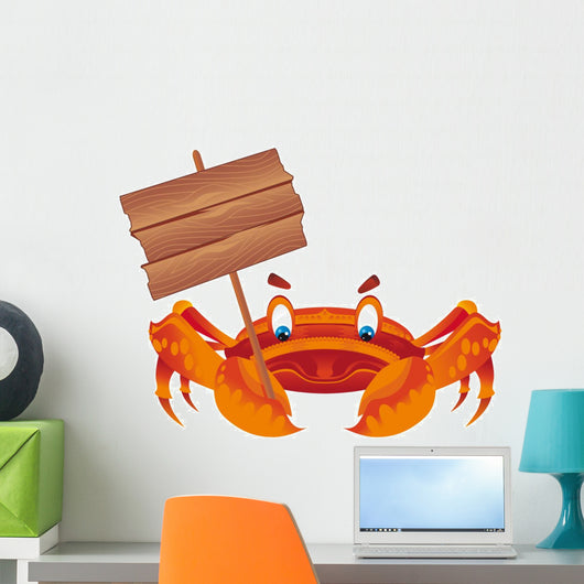 Orange Crab Holding Sign Wall Decal