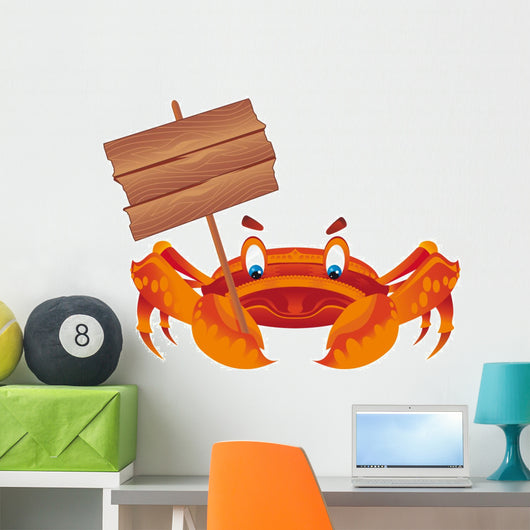 Orange Crab Holding Sign Wall Decal