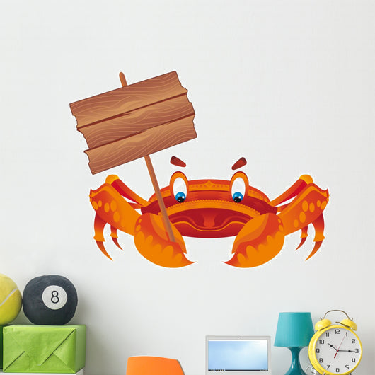Orange Crab Holding Sign Wall Decal
