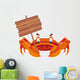 Orange Crab Holding Sign Wall Decal