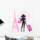 Young Woman with Suitcase Wall Decal