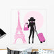 Young Woman with Suitcase Wall Decal