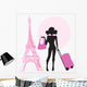 Young Woman with Suitcase Wall Decal