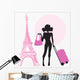Young Woman with Suitcase Wall Decal
