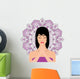 Girl Practicing Meditation with Wall Decal