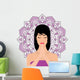 Girl Practicing Meditation with Wall Decal