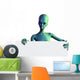 Alien with Blank Sign Wall Decal