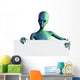Alien with Blank Sign Wall Decal