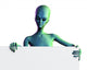 Alien with Blank Sign Wall Decal