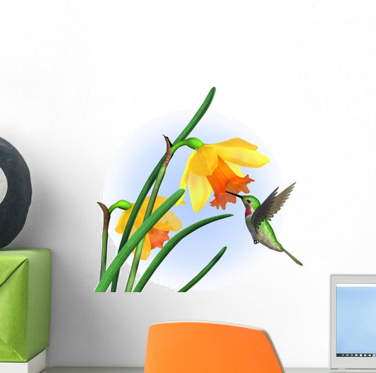 Hummingbird with Daffodils Wall Decal