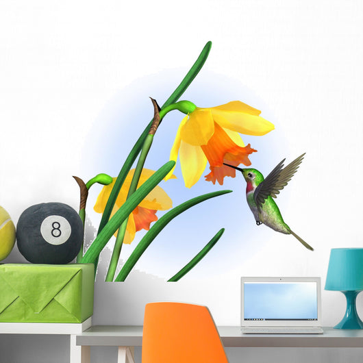 Hummingbird with Daffodils Wall Decal
