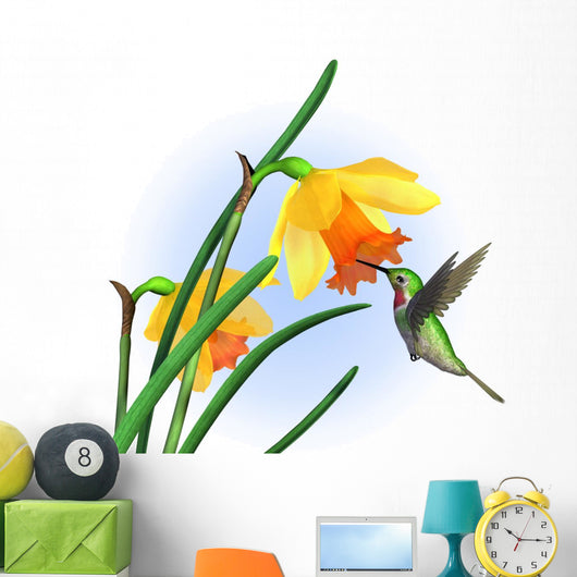 Hummingbird with Daffodils Wall Decal
