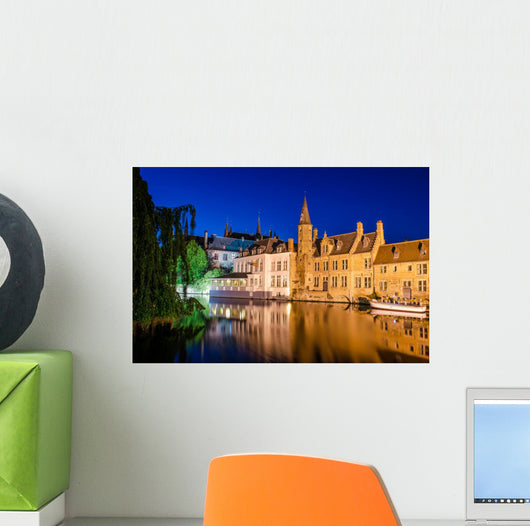 Bruges Canal Night Wall Decal