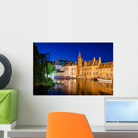 Bruges Canal Night Wall Decal