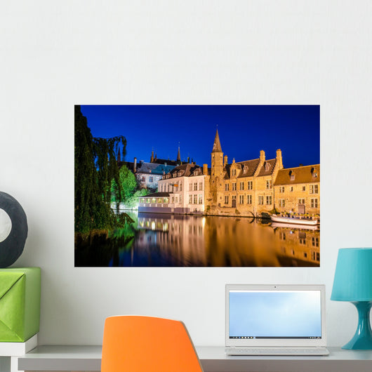 Bruges Canal Night Wall Decal
