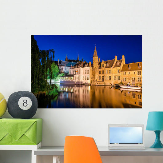 Bruges Canal Night Wall Decal