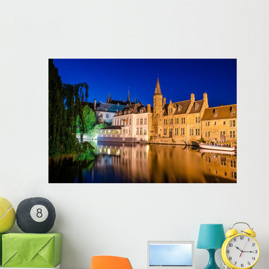 Bruges Canal Night Wall Decal