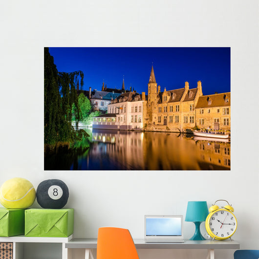 Bruges Canal Night Wall Decal