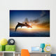 Dolphins Jumping at Sunset Wall Decal