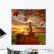 Vine Landscape with Wine Barrel Chianti Italy Wall Decal