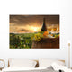 White Wine with Barrel in Vineyard Wall Decal