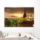 White Wine with Barrel in Vineyard Wall Decal