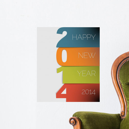 Colorful Happy New Year 2014 Wall Decal