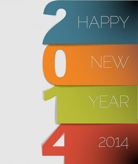 Colorful Happy New Year 2014 Wall Decal