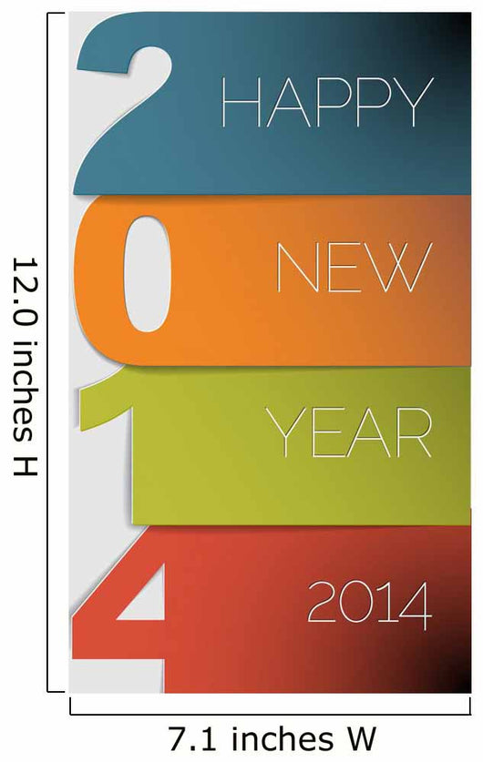 Colorful Happy New Year 2014 Wall Decal