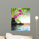 Purple Orchid, Bamboo, Black Stones Near Water Wall Decal