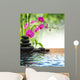 Purple Orchid, Bamboo, Black Stones Near Water Wall Decal
