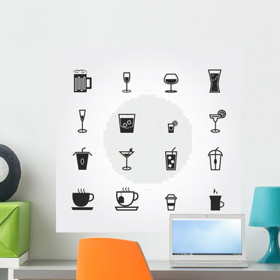 Drink Icons Wall Decal shown on a wall