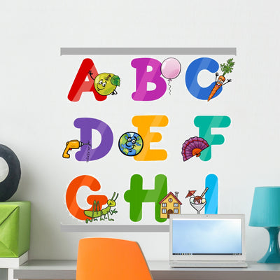 Education Alphabet Letters for Wall Decal shown on a wall