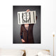 Woman Holding Paper with Wall Decal