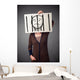 Woman Holding Paper with Wall Decal