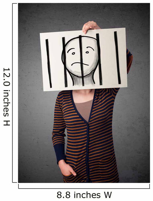 Woman Holding Paper with Wall Decal