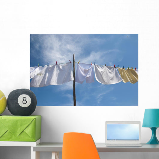 Laundry Drying Rope outside Wall Decal