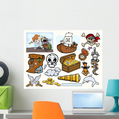 Pirates Vector Elements Collection Wall Decal shown on a wall
