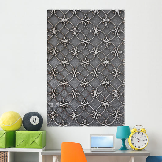Vintage Iron Door with Wall Decal