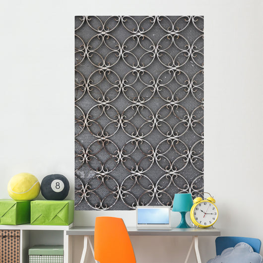 Vintage Iron Door with Wall Decal