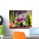 Purple Orchid, Bamboo, Black Stones on Table Wall Decal
