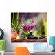 Purple Orchid, Bamboo, Black Stones on Table Wall Decal